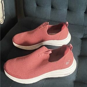 Skechers Women's Slip-On Knit Sneakers in Coral Pink